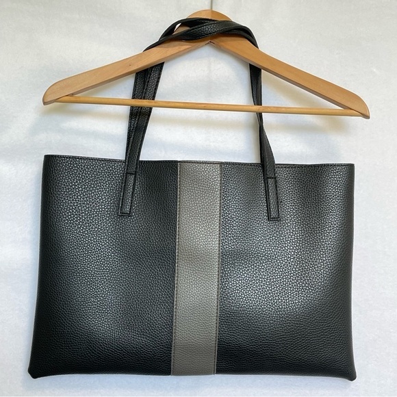 Vince Camuto Tote Vegan Pebbled Leather
Carryall Bag Purse Black and Grey - Picture 7 of 8